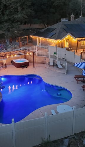 Splash Mountain pool and outdoor living area